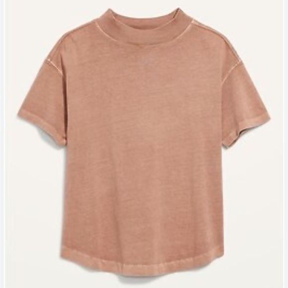 Old Navy Tops - Old Navy Garment Dyed Mock-Neck Easy T-Shirt in Elmwood (taupe/mauve/tan)
